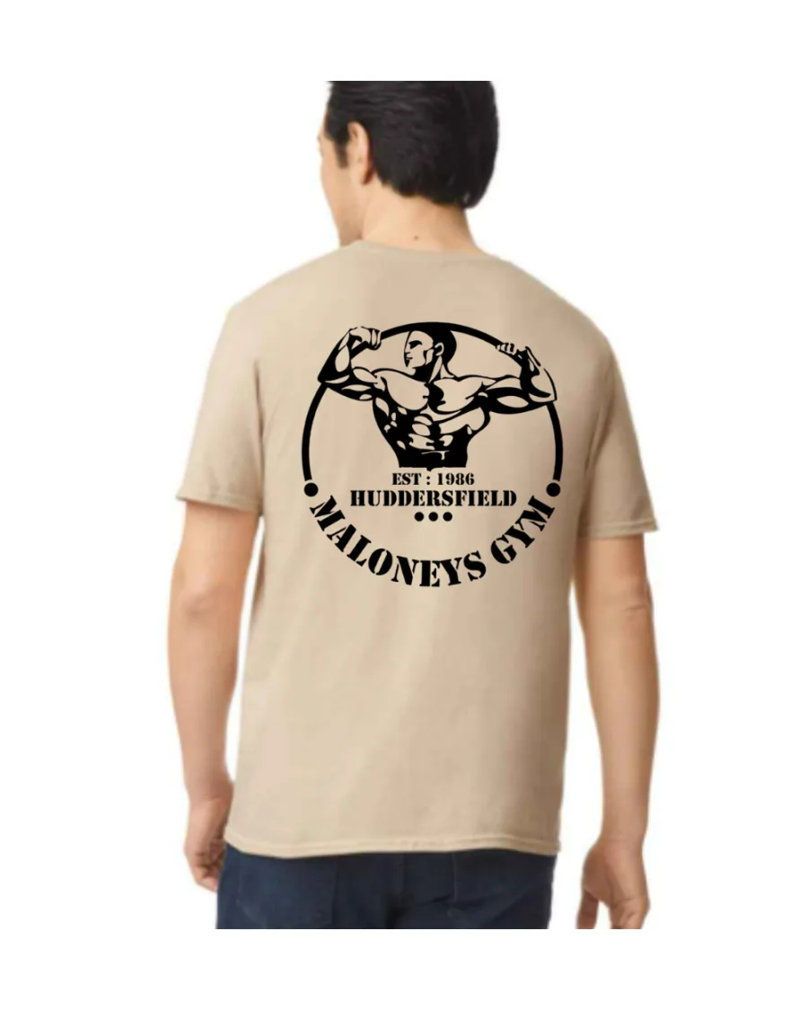 Old School tee back print worn by a model